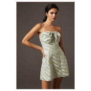 Eva Franco Anthropologie Mini Mint Bow-Tie Strapless Dress